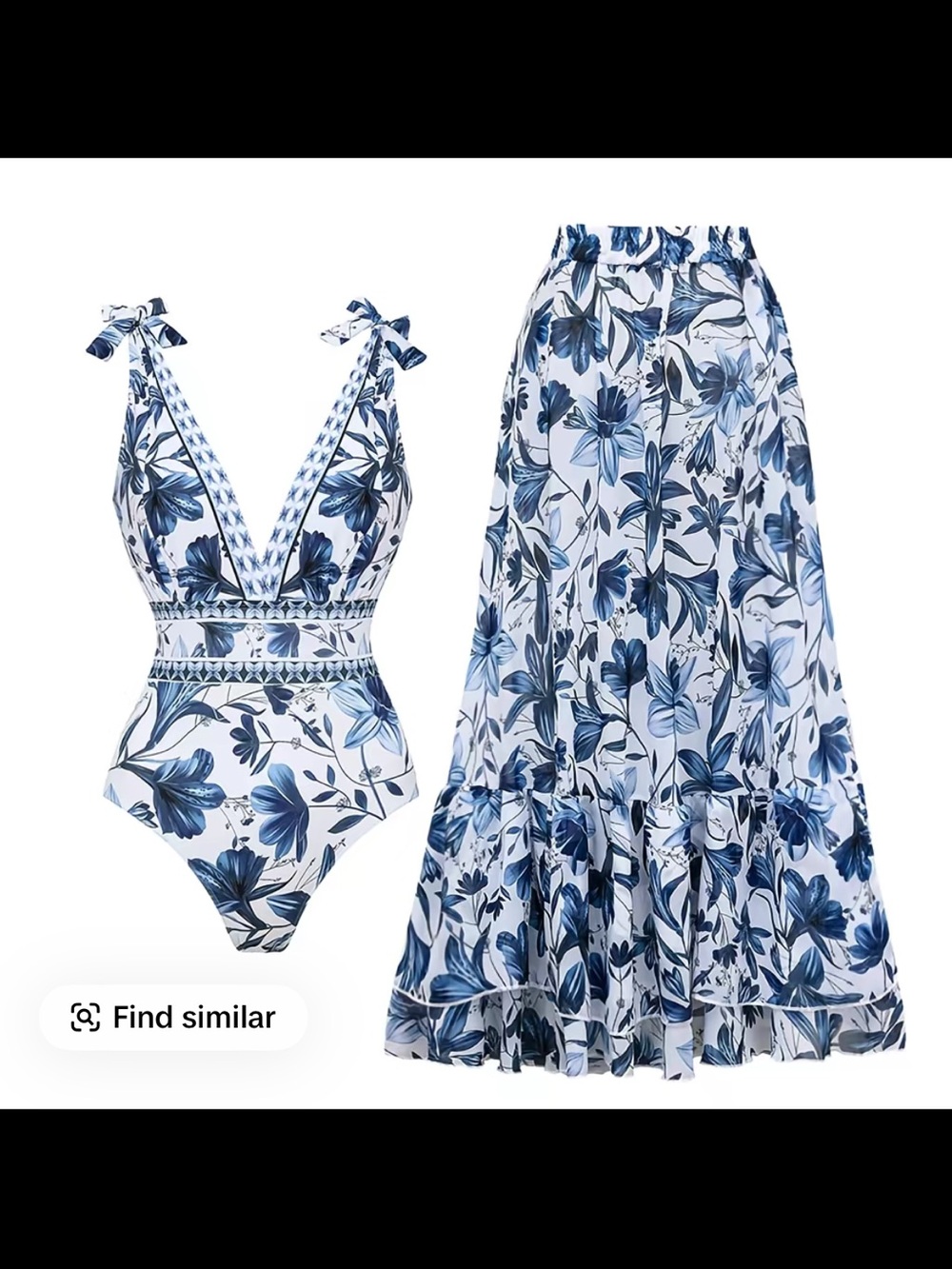 Viral TikTok Swim Set Floral One-Piece Swimsuit with Matching Skirt (NWT) Large